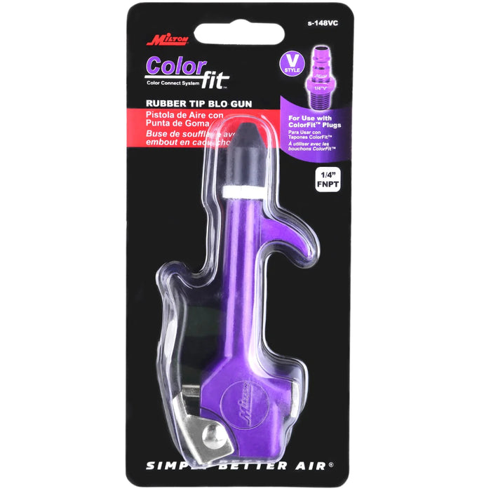 Milton  s-148VC COLORFIT® S-148VC 1/4" NPT Lever Blow Gun Tool, Rubber Tip Nozzle, Purple