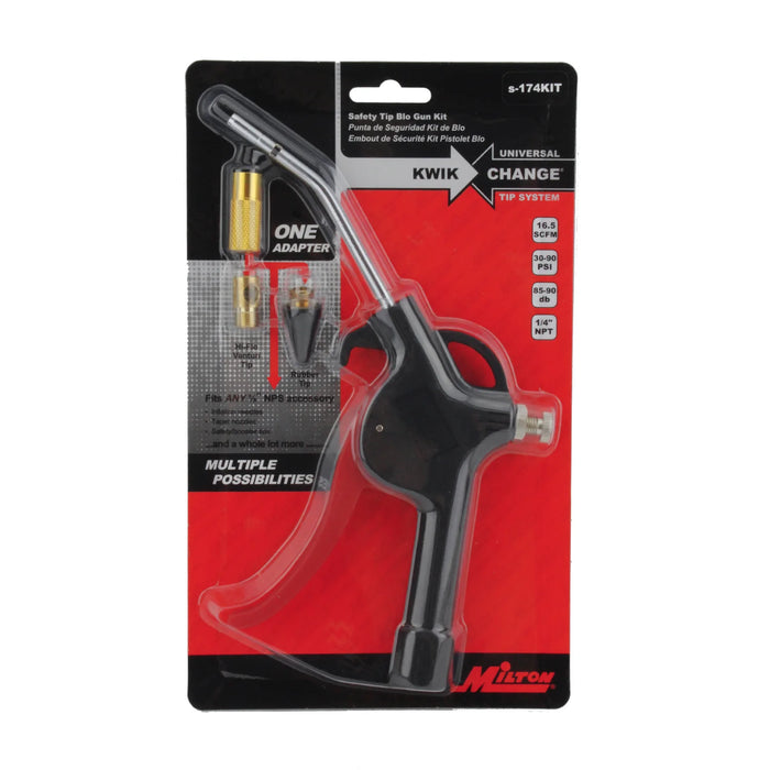 Milton  S-174KIT Pistol Grip Blow Gun Kit, Safety Tip Nozzle and KWIK-CHANGE® Universal Tip System (4-Piece)