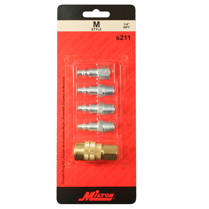 Milton S-211 Milton Air Tool Coupler and Plug Kit, M-STYLE®, 1/4" NPT (Pack of 10 Kits)