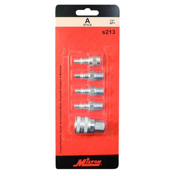 Milton S-213 1/4" NPT A-Style Coupler and Plug Kit (5-Piece)