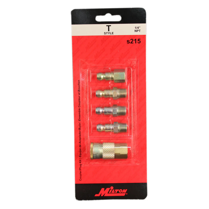 Milton S-215 1/4" NPT T-Style Coupler and Plug Kit