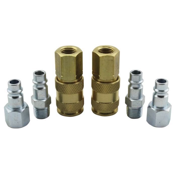 Milton S-217 HIGHFLOWPRO® S-217 1/4" NPT V-Style/Euro Interchange Air Coupler and Plug Fitting Kit, Hi Vol Low Pressure Application, 6-Piece