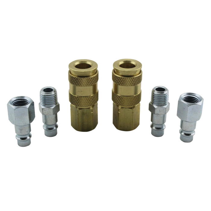 Milton S-217 HIGHFLOWPRO® S-217 1/4" NPT V-Style/Euro Interchange Air Coupler and Plug Fitting Kit, Hi Vol Low Pressure Application, 6-Piece