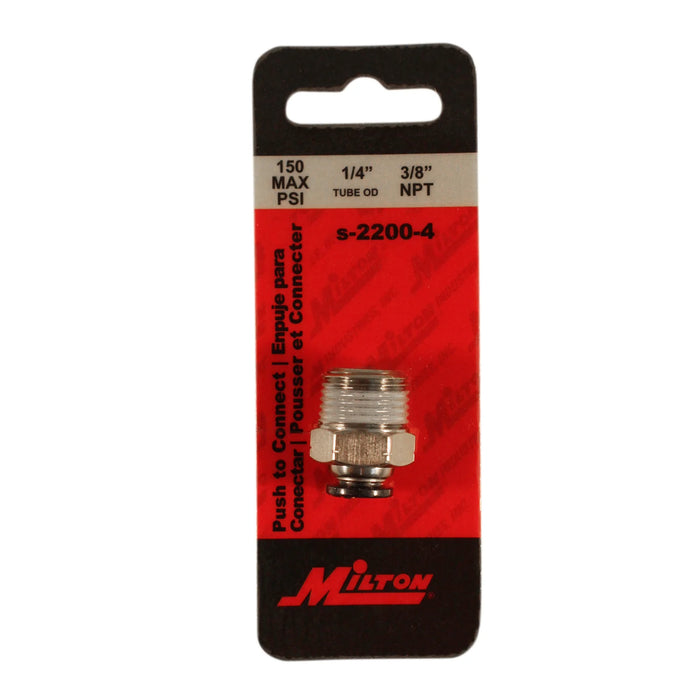 Milton S-2200-4 3/8" MNPT 1/4" OD Push to Connect Tube Fitting (Pack of 5)