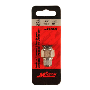 Milton S-2200-9 1/4" MNPT 3/8" OD Push to Connect Tube Fitting (Pack of 5)