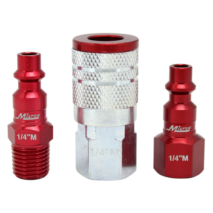 Milton S-303MKIT COLORFIT® M-STYLE® Coupler & Plug Kit - (M-STYLE®, Red) - 1/4" NPT (3-Piece)