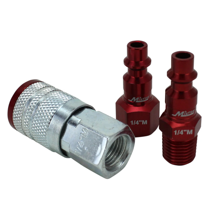 Milton S-303MKIT COLORFIT® M-STYLE® Coupler & Plug Kit - (M-STYLE®, Red) - 1/4" NPT (3-Piece)