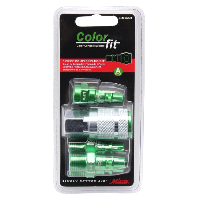 Milton  S-305AKIT COLORFIT® Coupler & Plug Kit - (A-Style, Green) - 1/4" NPT (5-Piece)