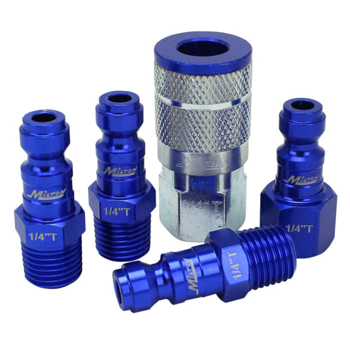 Milton S-305TKIT COLORFIT® Coupler & Plug Kit - (T-Style, Blue) - 1/4" NPT (5-Piece)