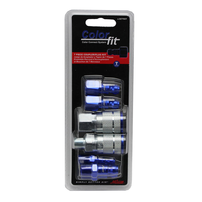 Milton  S-307TKIT COLORFIT® Coupler & Plug Kit - (T-Style, Blue) - 1/4" NPT (7-Piece)