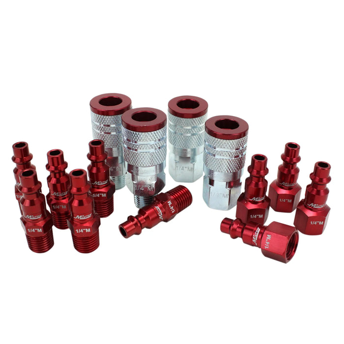 Milton  S-314MKIT COLORFIT® Coupler & Plug Kit - (M-STYLE® , Red) - 1/4" NPT (14-Piece)