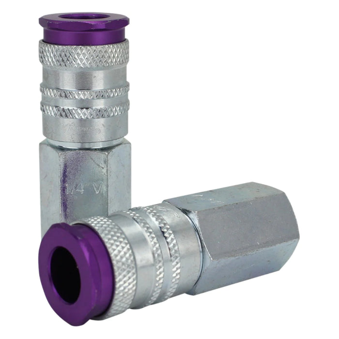 Milton  S-314VKIT COLORFIT® HIGHFLOWPRO® Coupler & Plug Kit (V-Style, Purple) - 1/4" NPT (14-Piece)