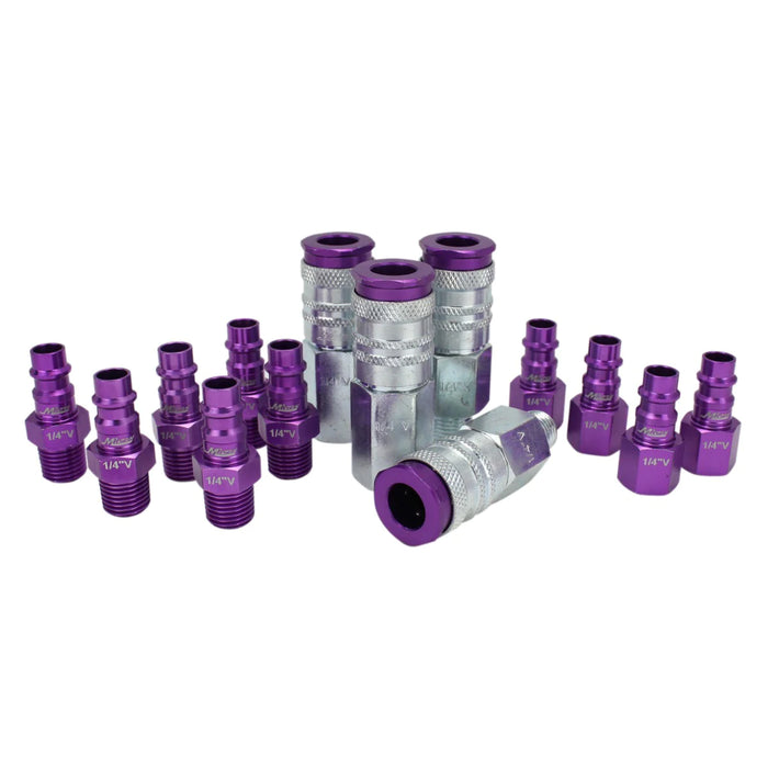 Milton  S-314VKIT COLORFIT® HIGHFLOWPRO® Coupler & Plug Kit (V-Style, Purple) - 1/4" NPT (14-Piece)