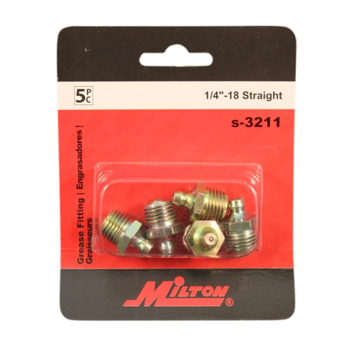 Milton   S-3211 1/4" - 18 Short Straight Grease Fitting