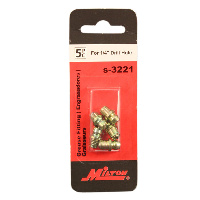 Milton   S-3221 1/4" Drill Hole Straight Drive Fit Grease Fitting (Pack of 10)