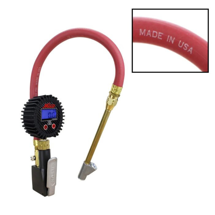 Milton S-531 Compact Digital Tire Inflator with Pressure Gauge (255 PSI) - Air Chuck & 15" Rubber Air hose 1/4" NPT