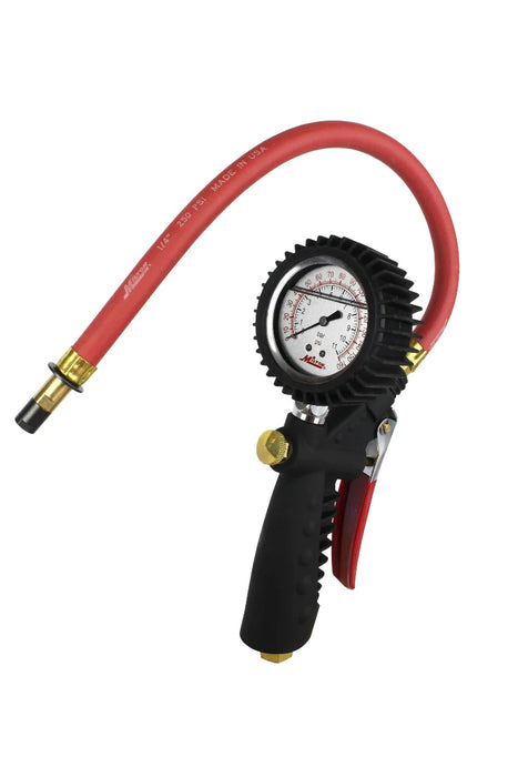 Milton S-574A Pro Analog Tire Inflator/Pressure Pistol Grip Gauge, Straight Foot Chuck, 15" Hose