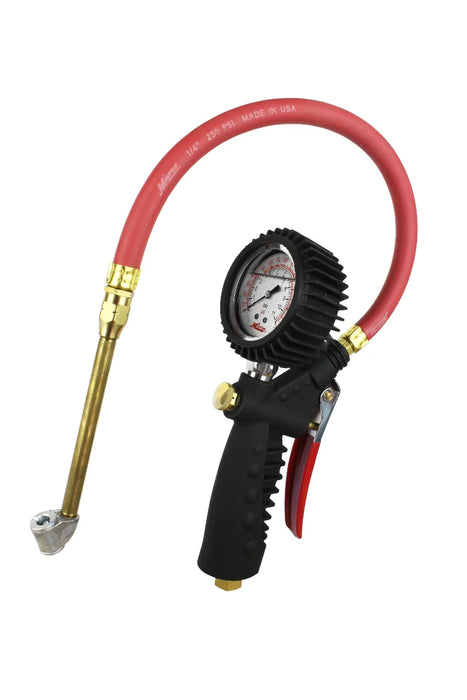 Milton S-576A Pro Analog Tire Inflator/Pressure Pistol Grip Gauge, Classic Dual Head Chuck, 15" Hose