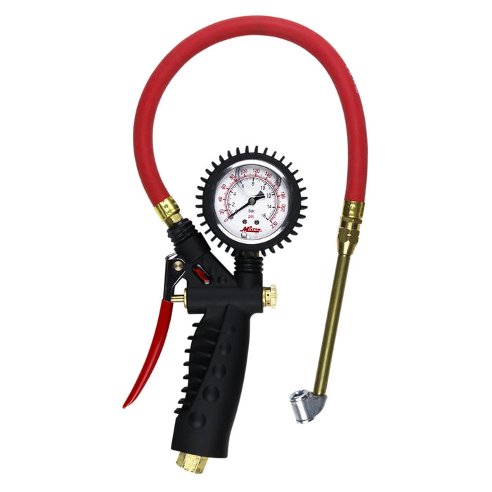 Milton S-576A Pro Analog Tire Inflator/Pressure Pistol Grip Gauge, Classic Dual Head Chuck, 15" Hose