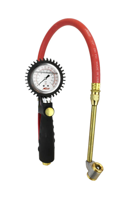 Milton S-578A Pro Analog Tire Inflator/Pressure Pistol Grip Gauge Large Bore Dual Head Chuck, 15" Hose - 160PSI