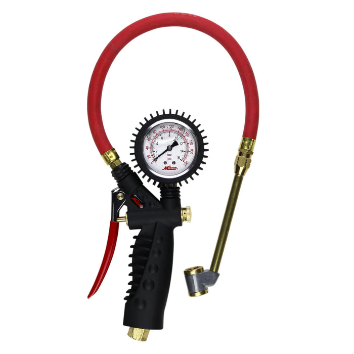 Milton S-578A Pro Analog Tire Inflator/Pressure Pistol Grip Gauge Large Bore Dual Head Chuck, 15" Hose - 160PSI