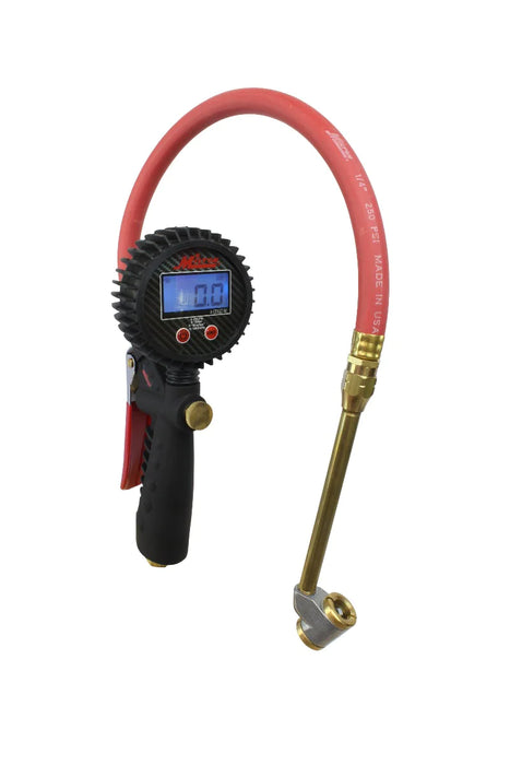 Milton S-578D Pro Digital Tire Inflator/Pressure Pistol Grip Gauge, Large Bore Dual Head Chuck, 15" Hose