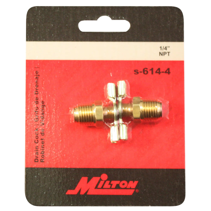 Milton s-614-4 1/4" NPT Brass Compressor Tank Drain Cock (Pack of 10)