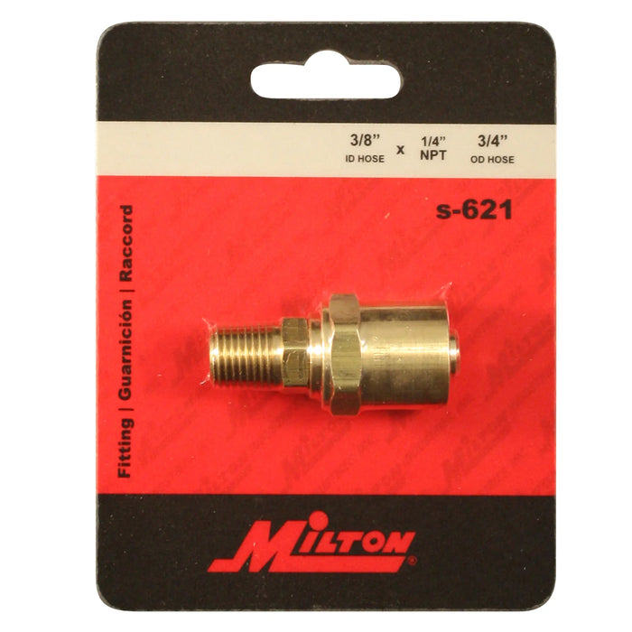 Milton s-621 1/4" MNPT 3/4" OD Reusable Hose End Fitting (Pack of 10)