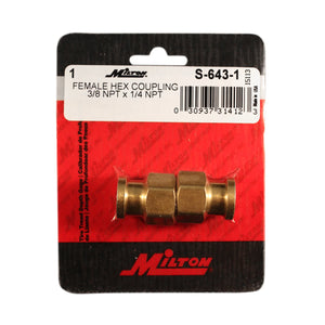 Milton s-643-1 3/8" FNPT x 1/4" FNPT Hex Coupling Hose Fitting (Pack of 5)