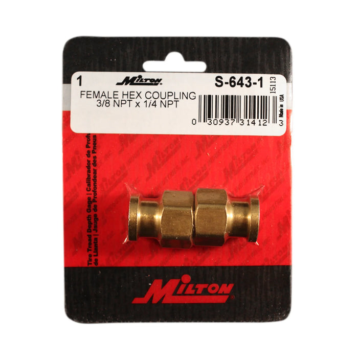 Milton s-643-1 3/8" FNPT x 1/4" FNPT Hex Coupling Hose Fitting (Pack of 5)