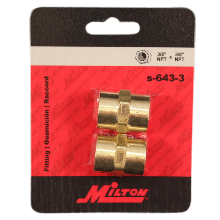 Milton s-643-3 3/8" FNPT Hex Coupling Hose Fitting (Pack of 10)