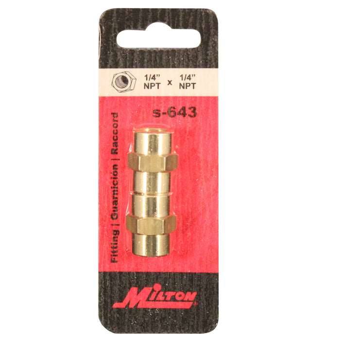 Milton S-643 1/4" FNPT Hex Coupling Hose Fitting (Pack of 10)