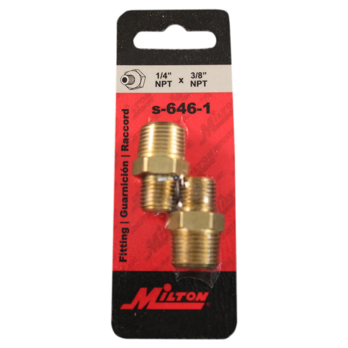 Milton s-646-1 3/8" MNPT x 1/4" MNPT Hex Nipple Hose Fitting (Pack of 10)