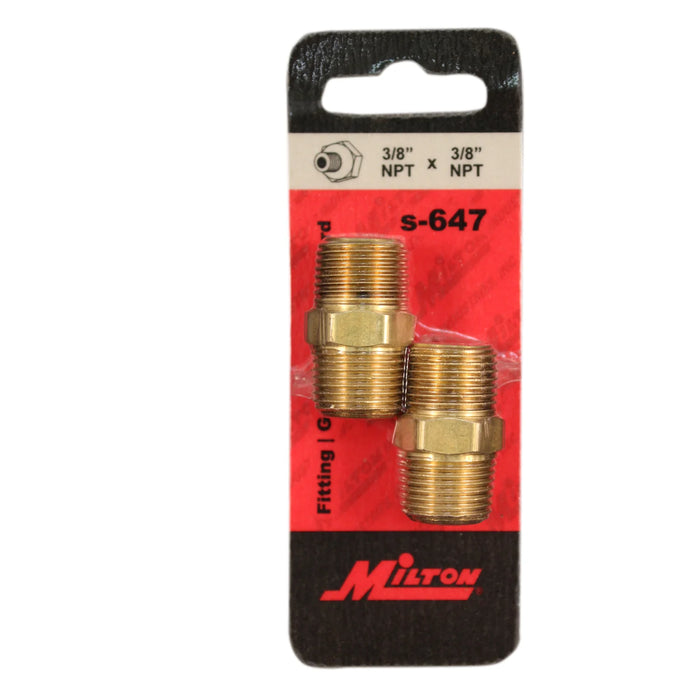 Milton s-647 3/8" MNPT Hex Nipple Hose Fitting (Pack of 10)