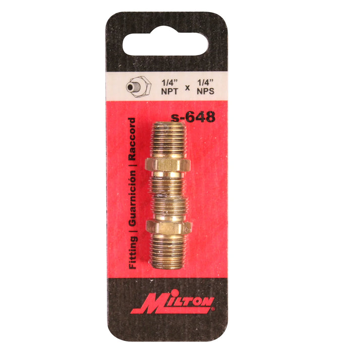 Milton s-648 1/4" MNPT x 1/4" NPS Hex Nipple Hose Fitting (Pack of 10)