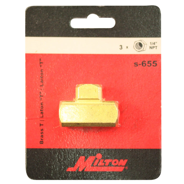 Milton s-655 1/4" FNPT Brass Tee Hose Fitting (Pack of 5)