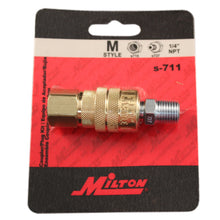 Load image into Gallery viewer, Milton 711 Milton Industrial Air Tool Coupler and Plug Kit, M-STYLE®, 1/4&quot; NPT (Pack of 10 Kits)