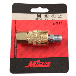 Milton 711 Milton Industrial Air Tool Coupler and Plug Kit, M-STYLE®, 1/4" NPT (Pack of 10 Kits)