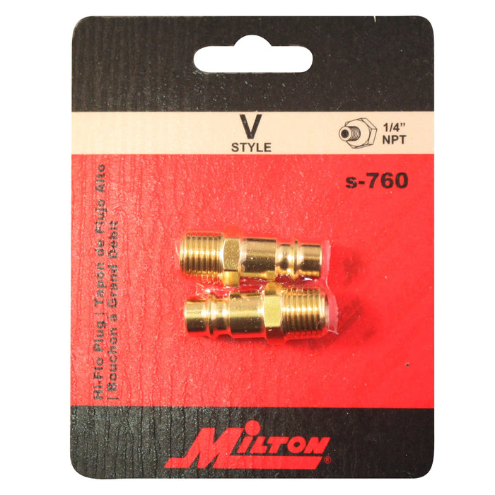 Milton 763 HIGHFLOWPRO® V-Style/Euro Interchange Brass Air Plug Fitting (High Volume Low Pressure Application)