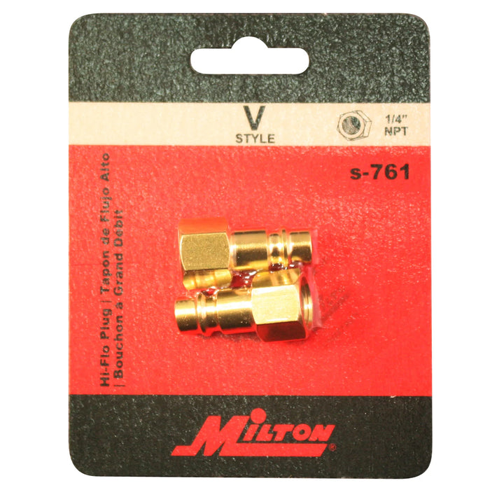 Milton s-761 1/4" FNPT HIGHFLOWPRO® V-Style Female Brass Plug