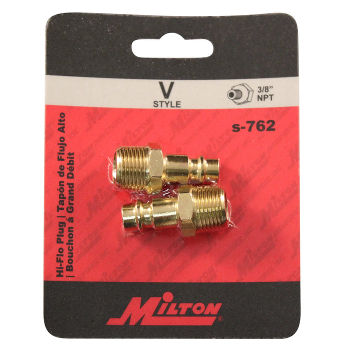 Milton 762 HIGHFLOWPRO® V-Style/Euro Interchange Brass Air Plug Fitting (High Volume Low Pressure Application)