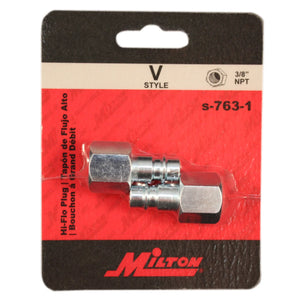 Milton 763-1 HIGHFLOWPRO® 1/4" FNPT V-Style/Euro Interchange Steel Air Plug Fitting (High Volume Low Pressure Application)