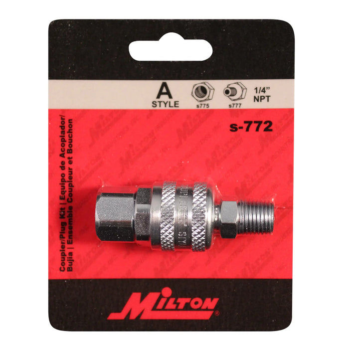 Milton s-772 1/4" NPT A-Style Coupler and Plug