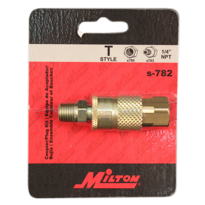 Milton s-782 1/4" NPT T-Style Coupler and Plug