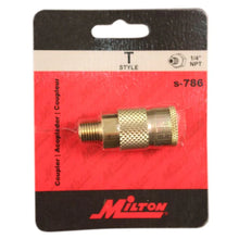 Load image into Gallery viewer, Milton 786BK 1/4&quot; MNPT T-Style Coupler