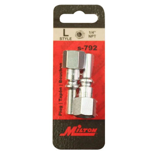 Milton 792BK 1/4" FNPT L-Style Plug