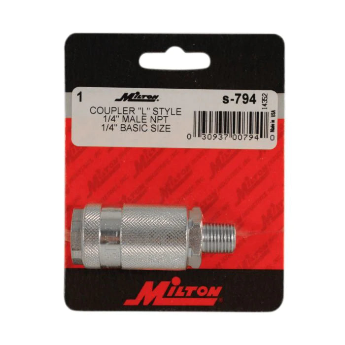 Milton 794 1/4" MNPT L-Style Coupler