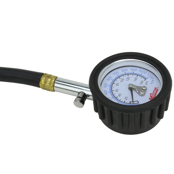 Milton S-936 High Pressure Dial Tire Pressure Gauge - Dual Head Air Chuck, 12" Hose