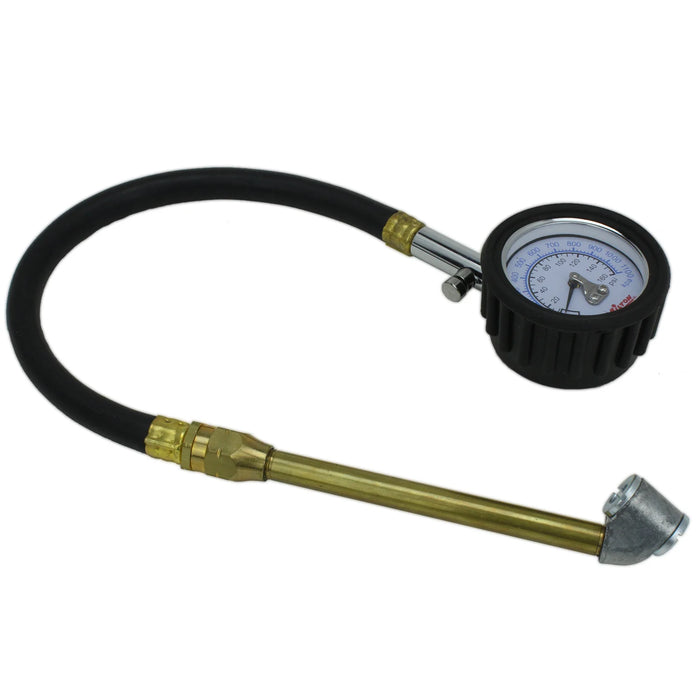 Milton S-936 High Pressure Dial Tire Pressure Gauge - Dual Head Air Chuck, 12" Hose