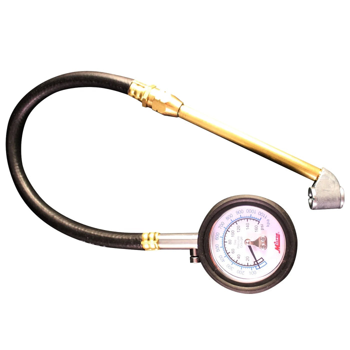 Milton S-936 High Pressure Dial Tire Pressure Gauge - Dual Head Air Chuck, 12" Hose